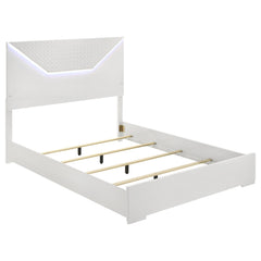 Tampa Furniture Outlet - Coaster - Ives Queen Panel Bed LED Headboard White High Gloss - 224941Q