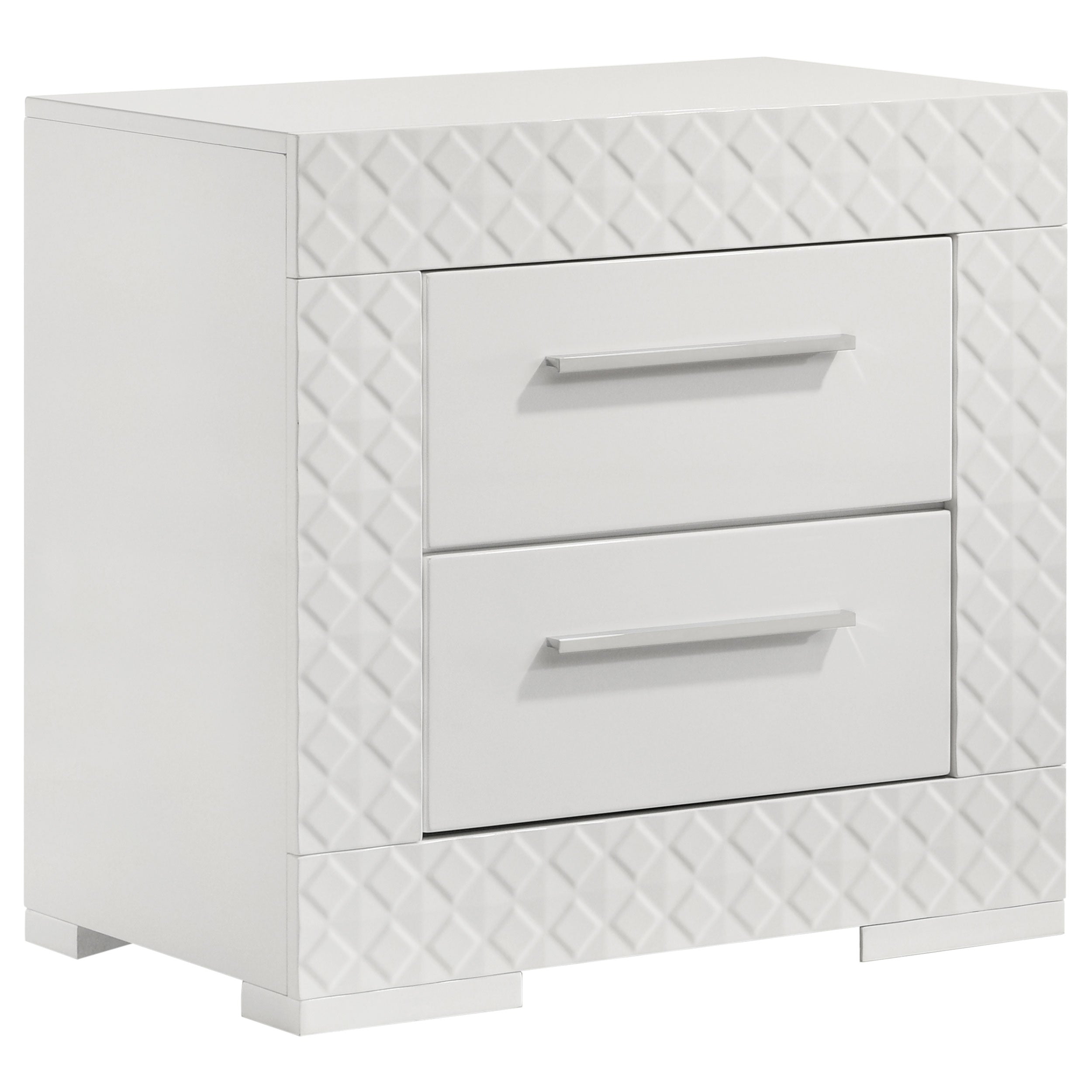 Tampa Furniture Outlet - Coaster - Ives 2-drawer Nightstand Bedside Table White High Gloss - 224942
