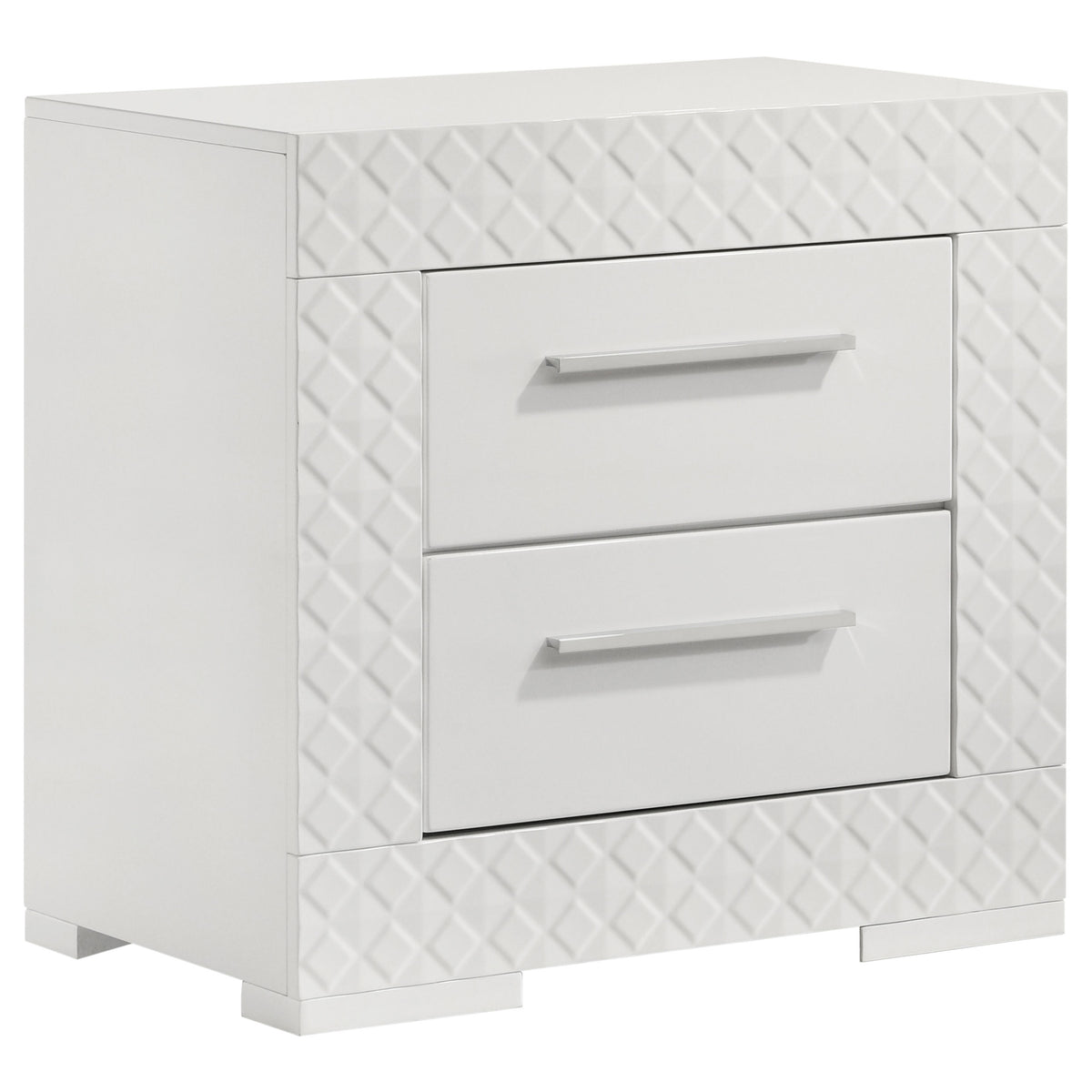Tampa Furniture Outlet - Coaster - Ives 2-drawer Nightstand Bedside Table White High Gloss - 224942