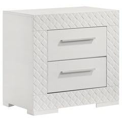 Tampa Furniture Outlet - Coaster - Ives 2-drawer Nightstand Bedside Table White High Gloss - 224942