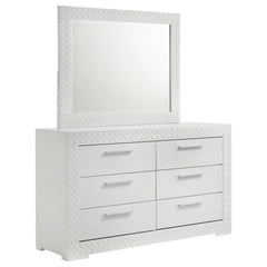 Tampa Furniture Outlet - Coaster - Ives 6-drawer Dresser and Mirror White High Gloss - 224943M
