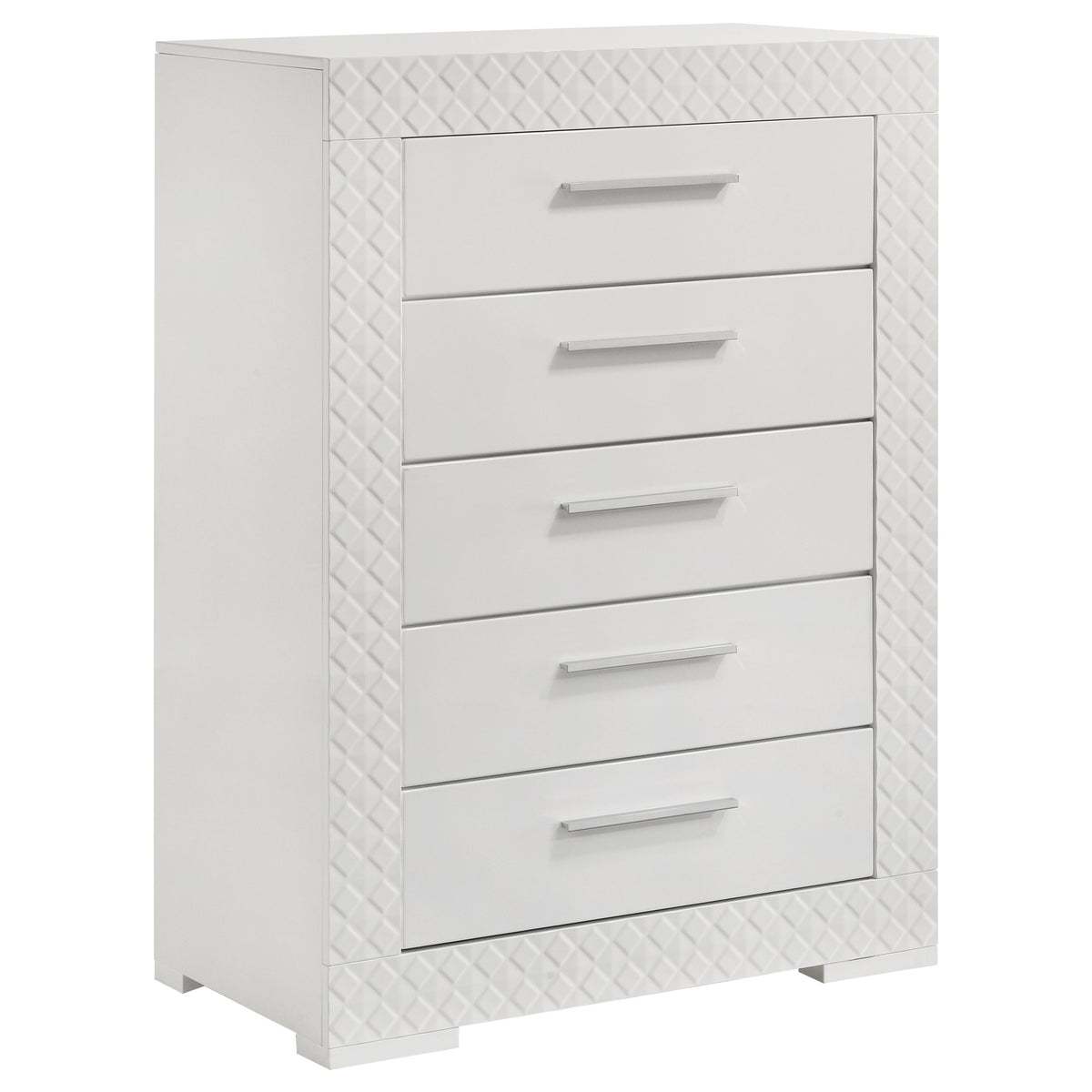 Tampa Furniture Outlet - Coaster - Ives 5-drawer Bedroom Chest of Drawers White High Gloss - 224945