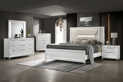 Tampa Furniture Outlet - Coaster - Marmore 5-piece Eastern King Bedroom Set White - 224961KE-S5