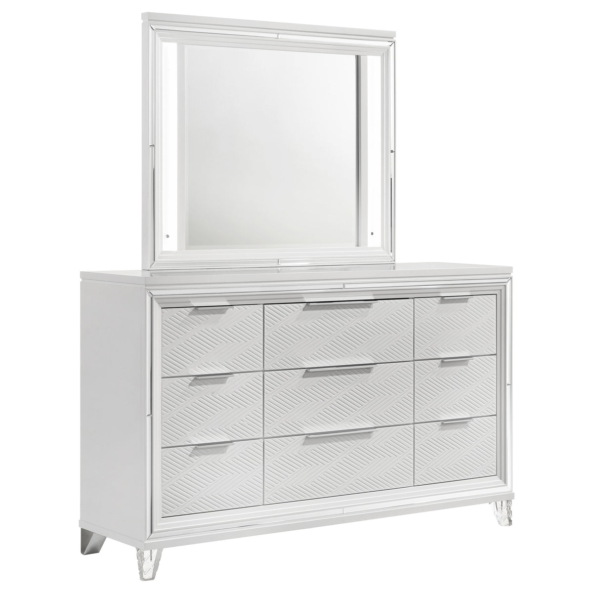 Tampa Furniture Outlet - Coaster - Marmore 9-drawer Dresser and LED Mirror White - 224963M