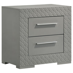 Tampa Furniture Outlet - Coaster - Ives 2-drawer Nightstand Bedside Table Grey High Gloss - 224972