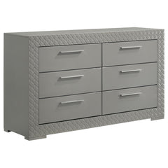 Tampa Furniture Outlet - Coaster - Ives 6-drawer Dresser Cabinet Grey High Gloss - 224973