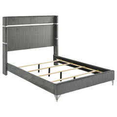 Tampa Furniture Outlet - Coaster - Lucia 61-inch Upholstered Eastern King Wingback Bed Grey - 224991KE