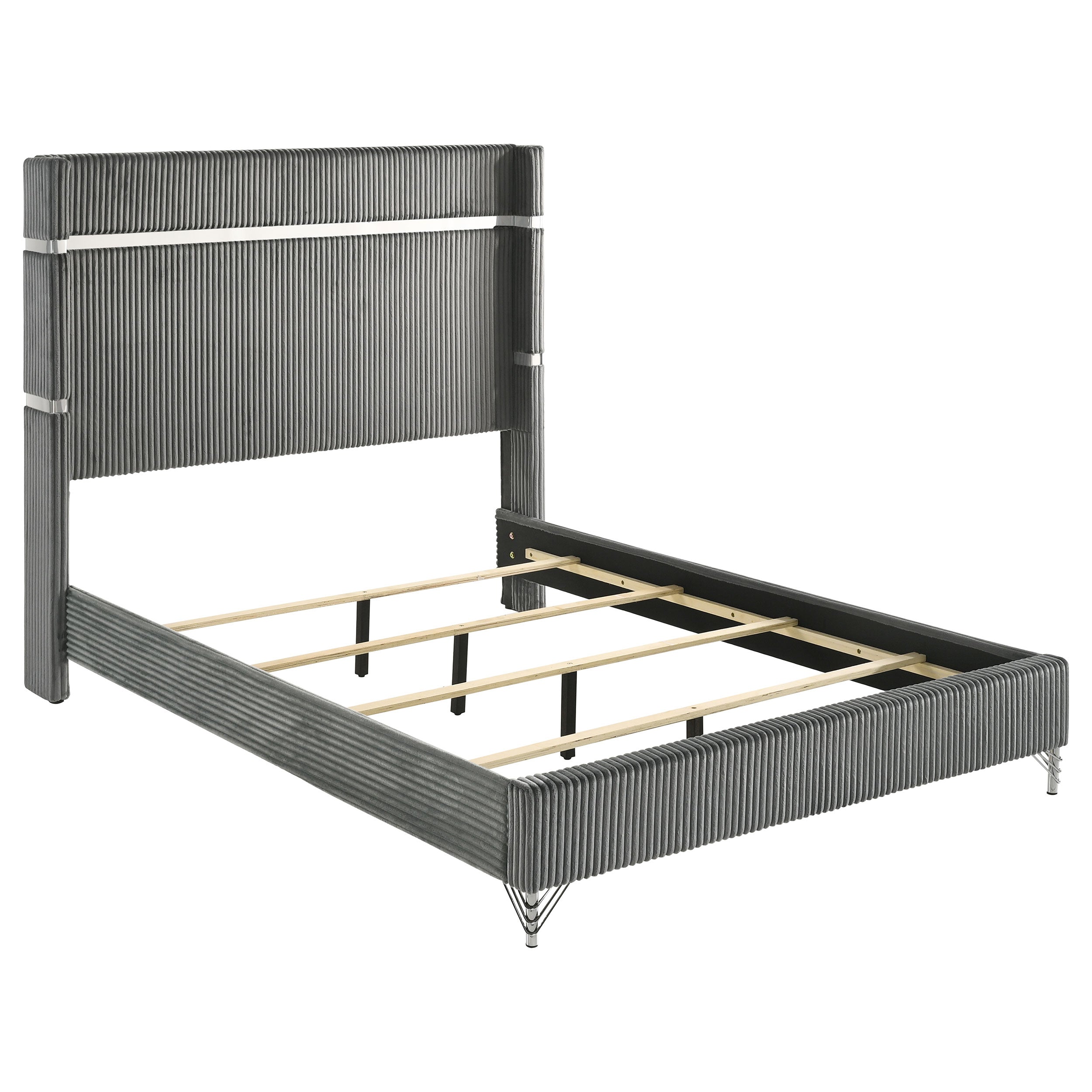 Tampa Furniture Outlet - Coaster - Lucia 61-inch Upholstered Queen Wingback Bed Grey - 224991Q