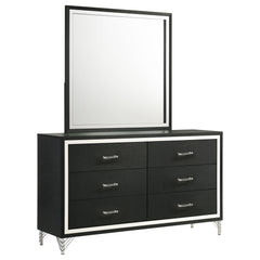 Tampa Furniture Outlet - Coaster - Lucia 6-drawer Dresser and Mirror Black - 224993M
