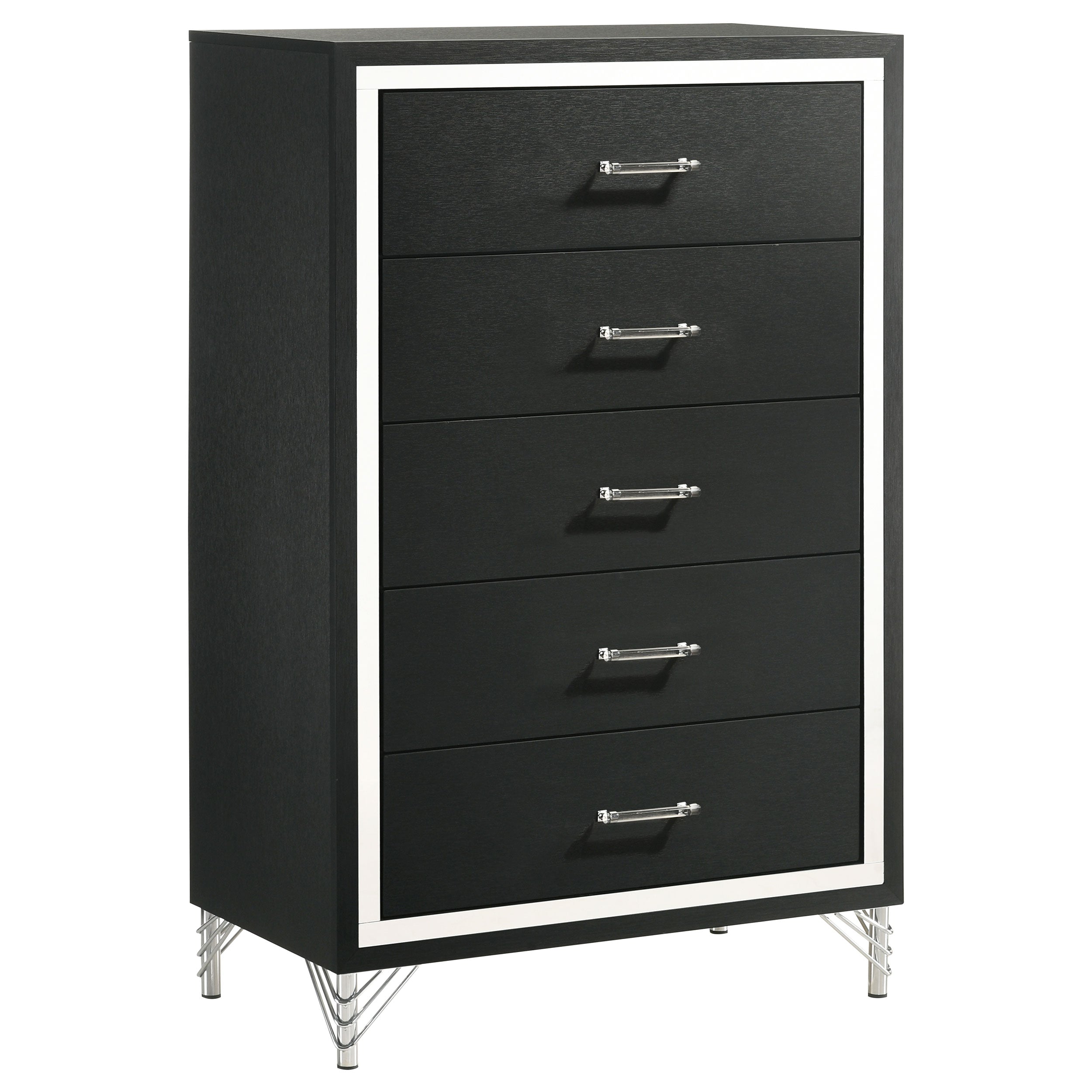 Tampa Furniture Outlet - Coaster - Lucia 5-drawer Bedroom Chest of Drawers Black - 224995