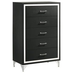 Tampa Furniture Outlet - Coaster - Lucia 5-drawer Bedroom Chest of Drawers Black - 224995