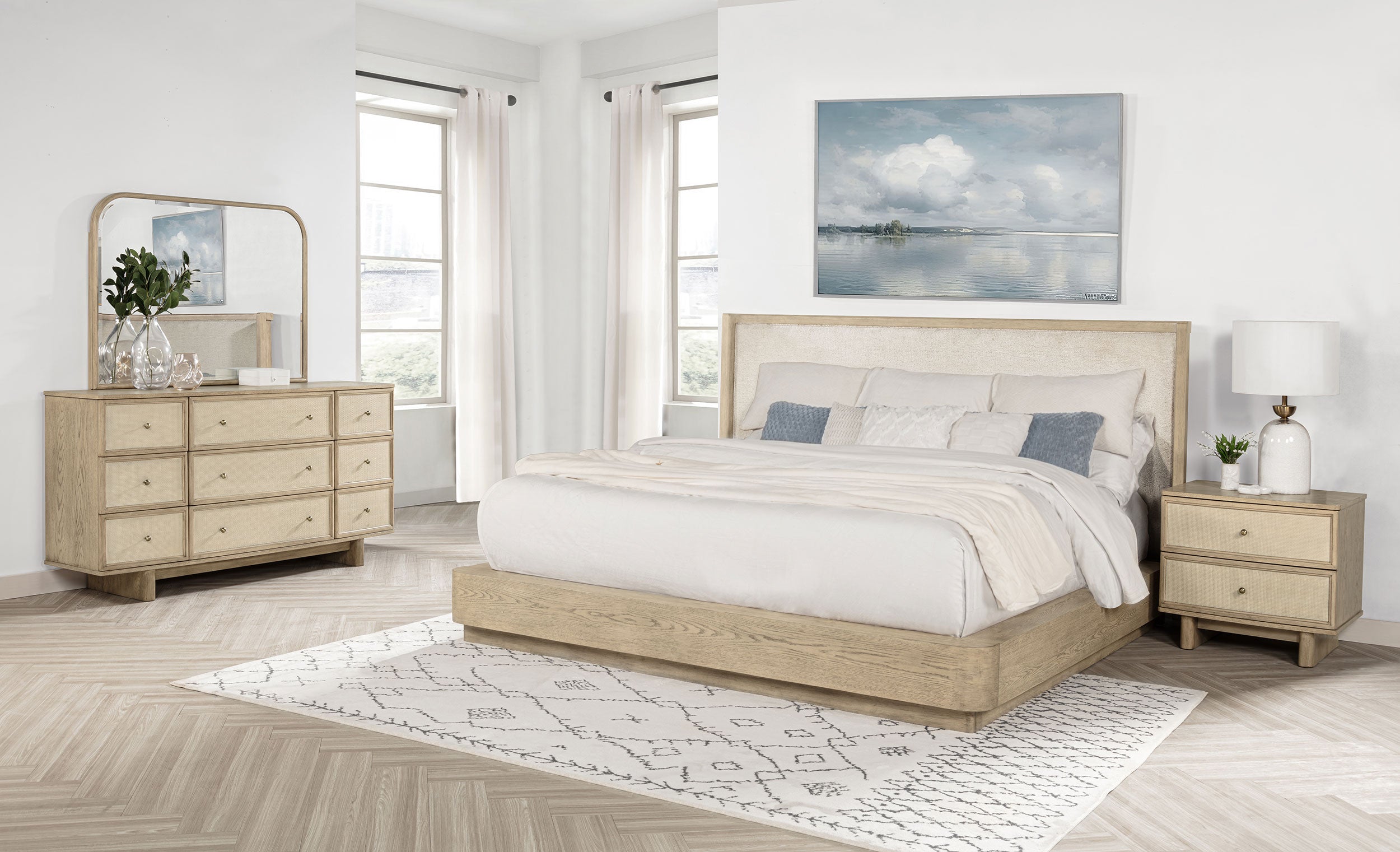 Tampa Furniture Outlet - Coaster - Kailani 4-piece California King Bedroom Set Beige Oak - 225041KW-S4