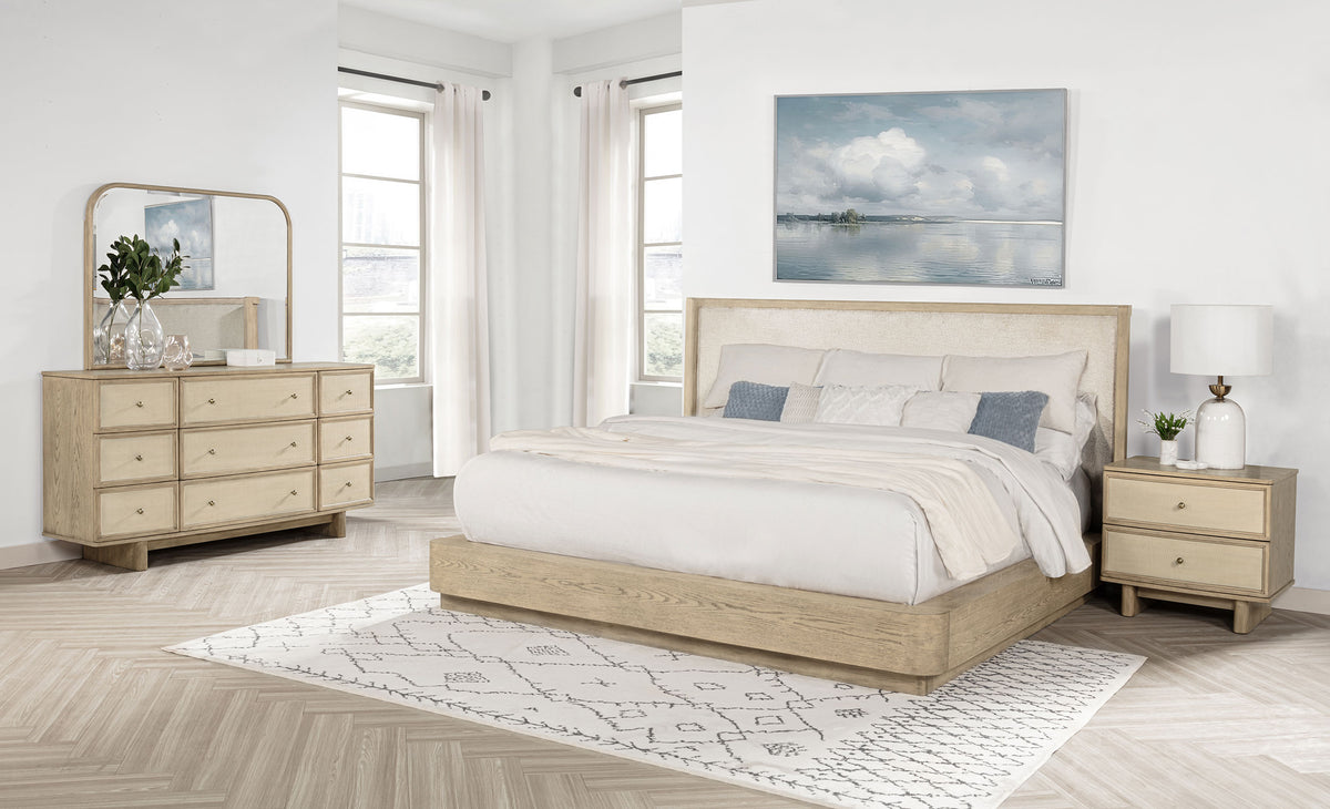 Tampa Furniture Outlet - Coaster - Kailani 4-piece California King Bedroom Set Beige Oak - 225041KW-S4