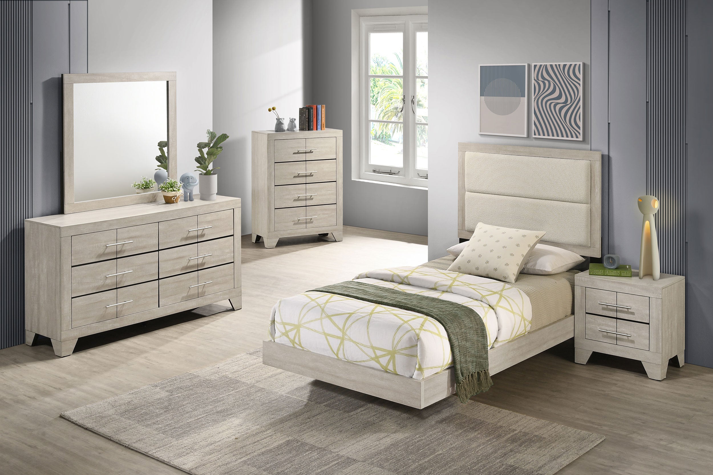 Tampa Furniture Outlet - Coaster - Trenton 5-piece Twin Bedroom Set Rustic Cream - 225061T-S5