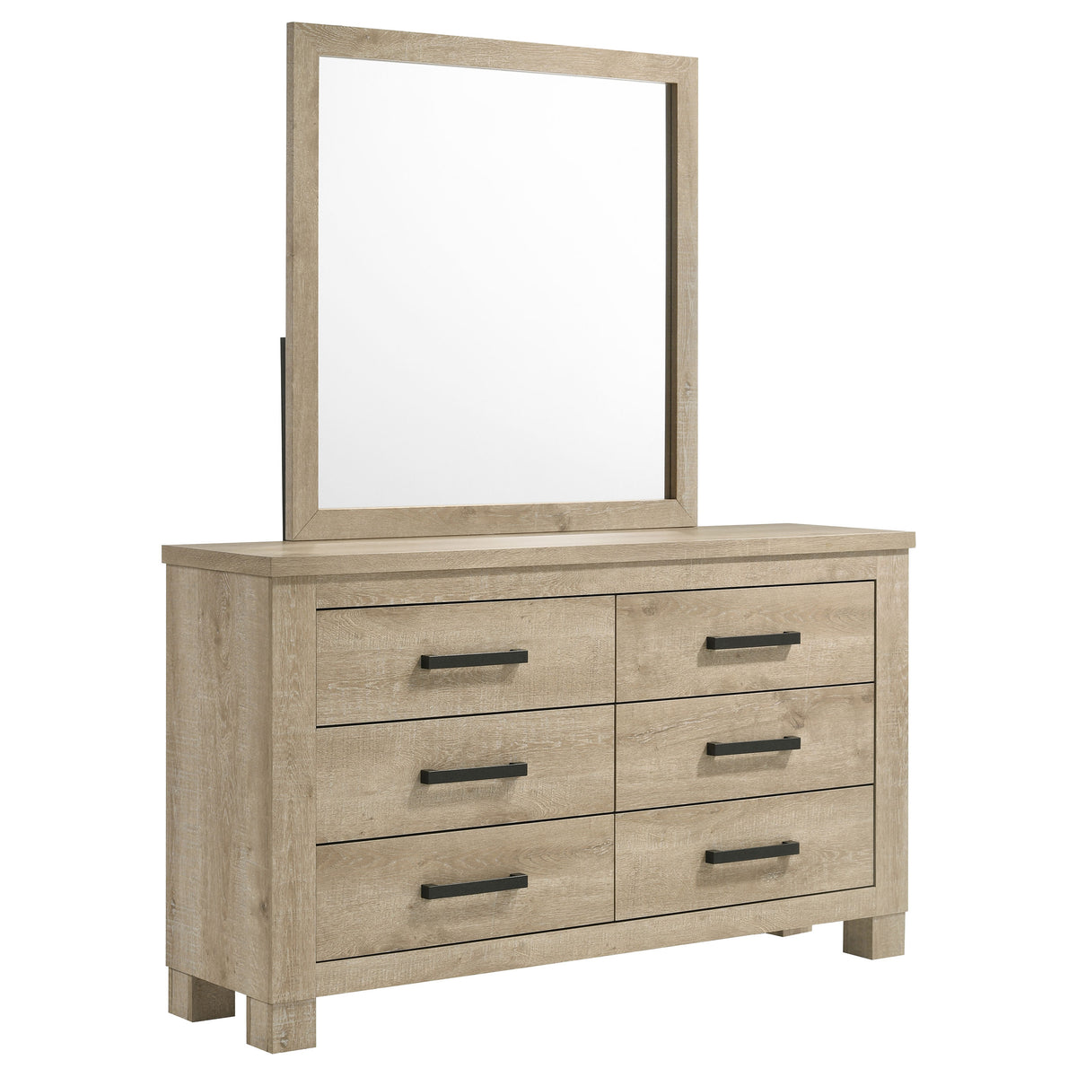 Tampa Furniture Outlet - Coaster - Oakglen 6-drawer Bedroom Dresser and Mirror Weathered Oak - 225103M