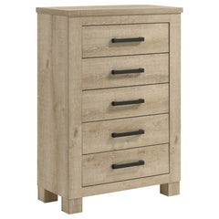 Tampa Furniture Outlet - Coaster - Oakglen 5-drawer Bedroom Chest of Drawers Weathered Oak - 225105