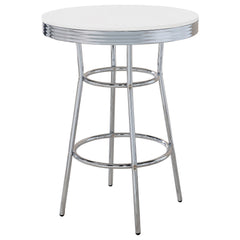 Tampa Furniture Outlet - Coaster - Retro Round 30-inch 1950's Bistro Pub Height Bar Table White - 2300