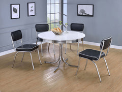 Tampa Furniture Outlet - Coaster - Retro 5-piece Round Dining Table Set White and Black - 2388-S5