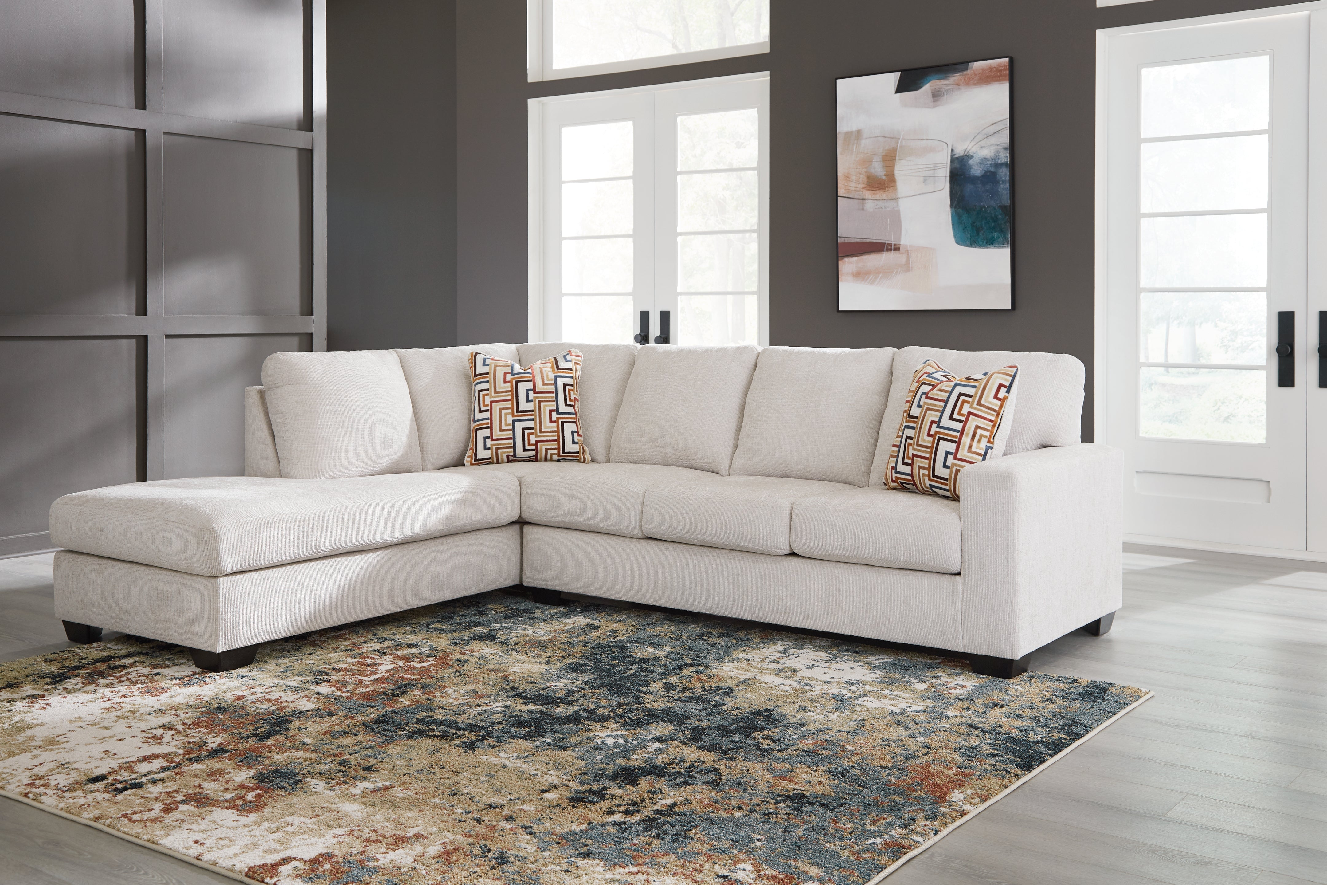 Tampa Furniture Outlet Lutz - Ashley Furniture - Aviemore Sectional - RAF 2-Piece Sectional with Chaise / Stone - 24305S1