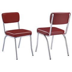 Tampa Furniture Outlet - Coaster - Retro Upholstered Dining Side Chair Red (Set of 2) - 2450R