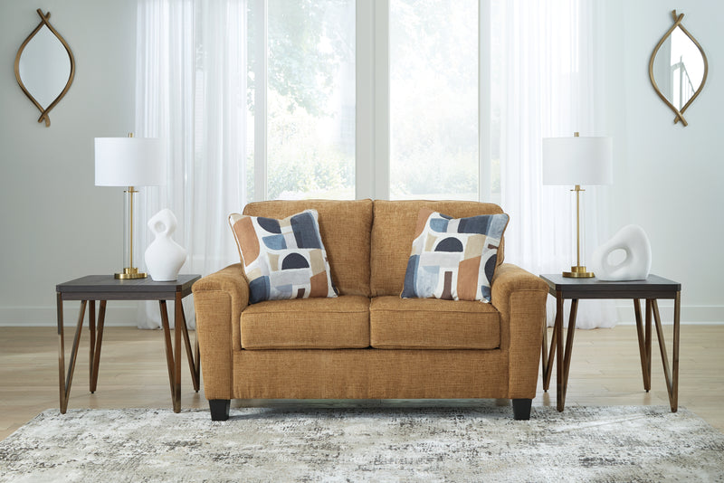 Tampa Furniture Outlet Lutz - Ashley Furniture - Erinslane Living Room - Loveseat / Honey - 2520735