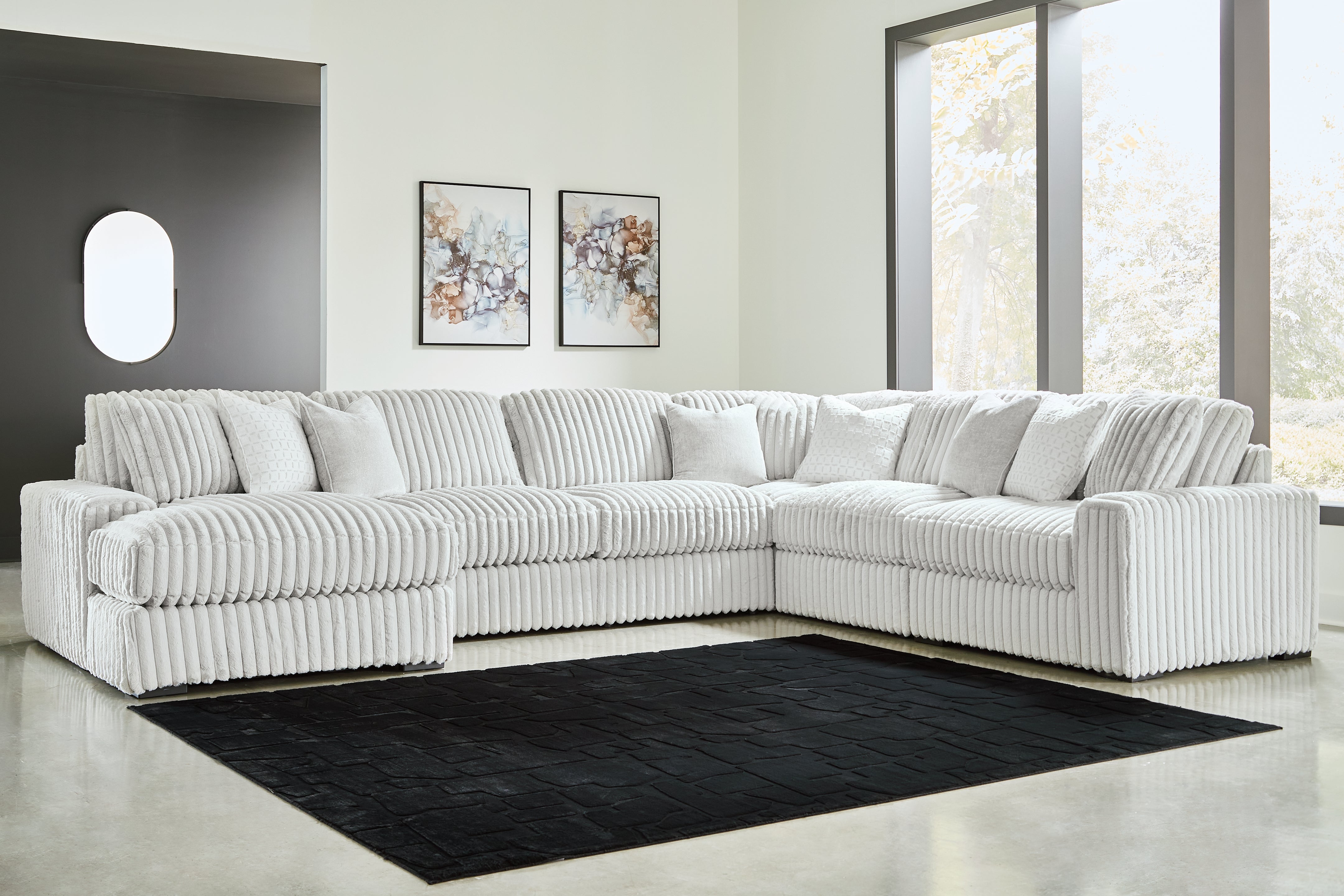 Tampa Furniture Outlet Lutz - Ashley Furniture - Stupendous Sectional - RAF 6-Piece Sectional with Chaise / Alloy - 25903S21