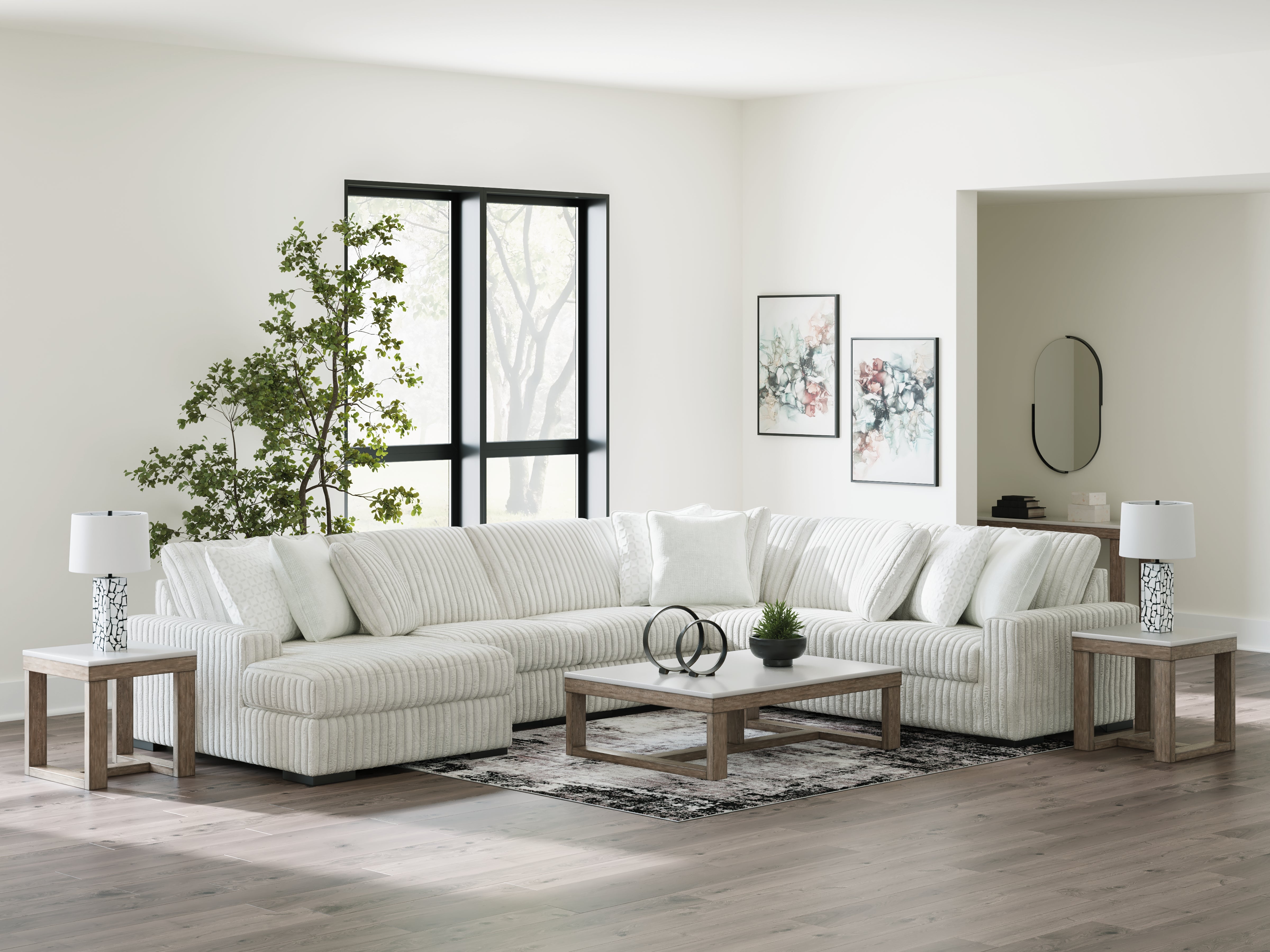 Tampa Furniture Outlet Lutz - Ashley Furniture - Stupendous Sectional - RAF 5-Piece Sectional with Chaise / Alloy - 25903S8