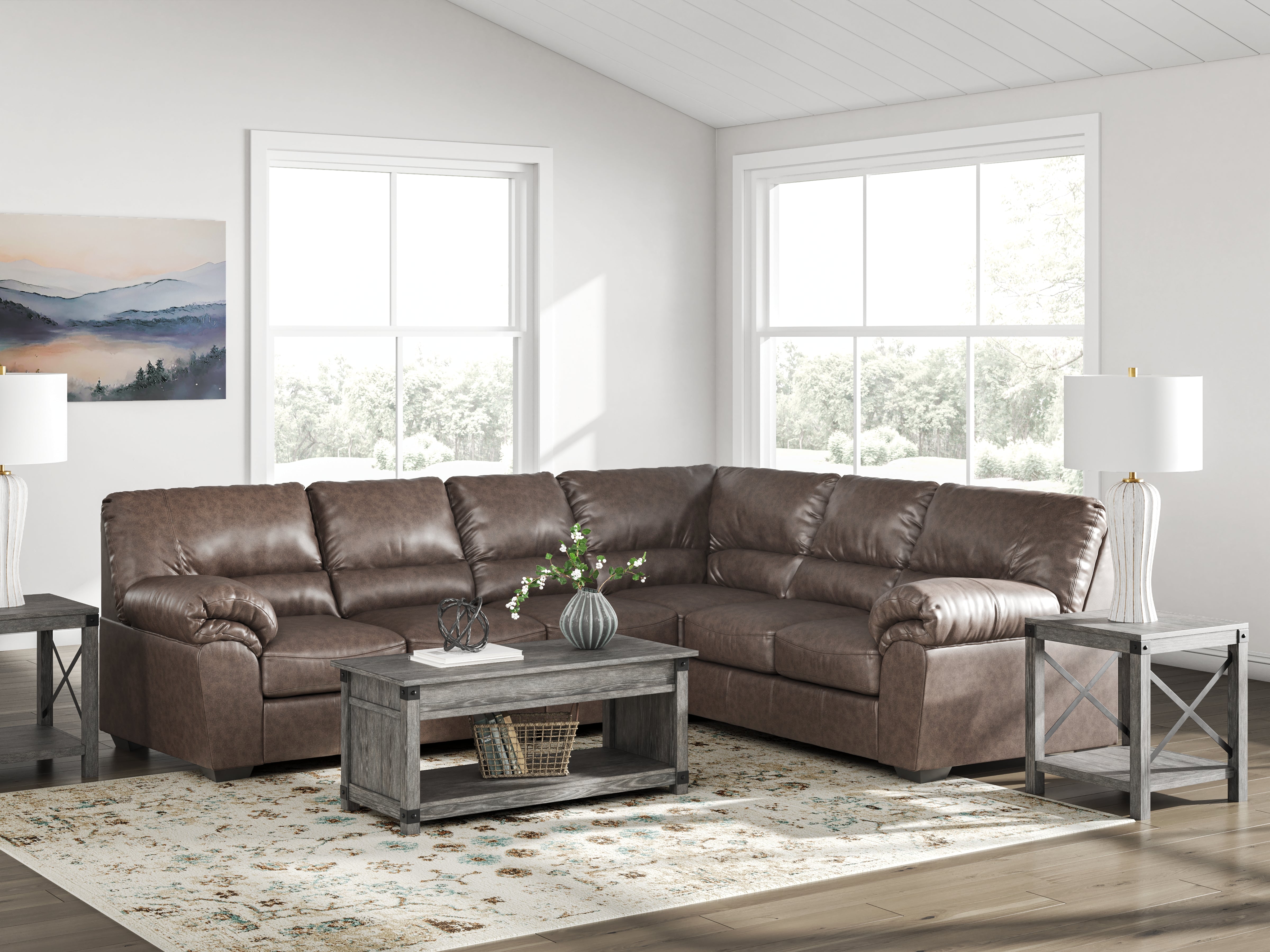 Tampa Furniture Outlet Lutz - Ashley Furniture - WillowBend Sectional - RAF 3-Piece Sectional / Umber - PC27705S3