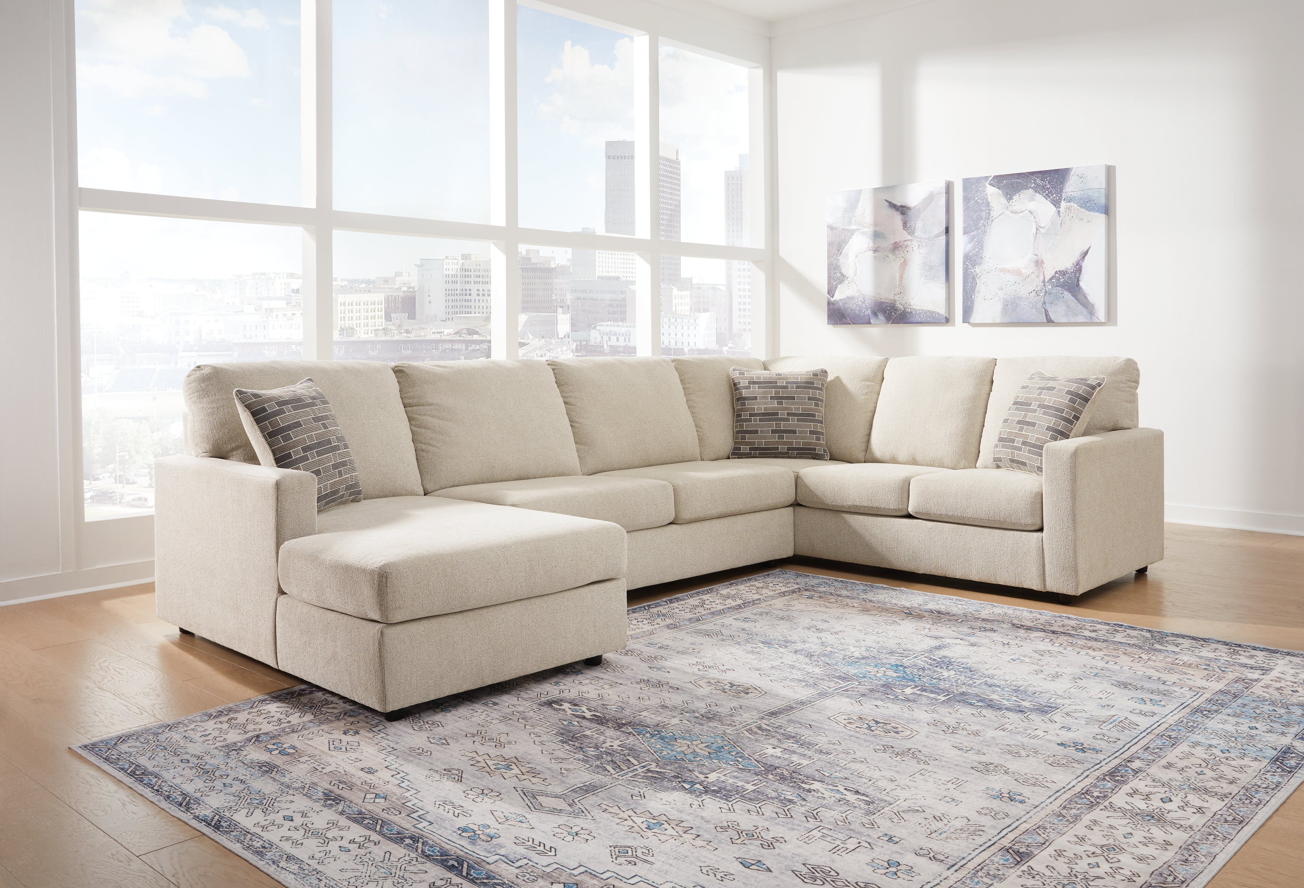 Tampa Furniture Outlet Lutz - Ashley Furniture - Edenfield Sectional - RAF 3-Piece Sectional with Chaise / Linen - 29004S1