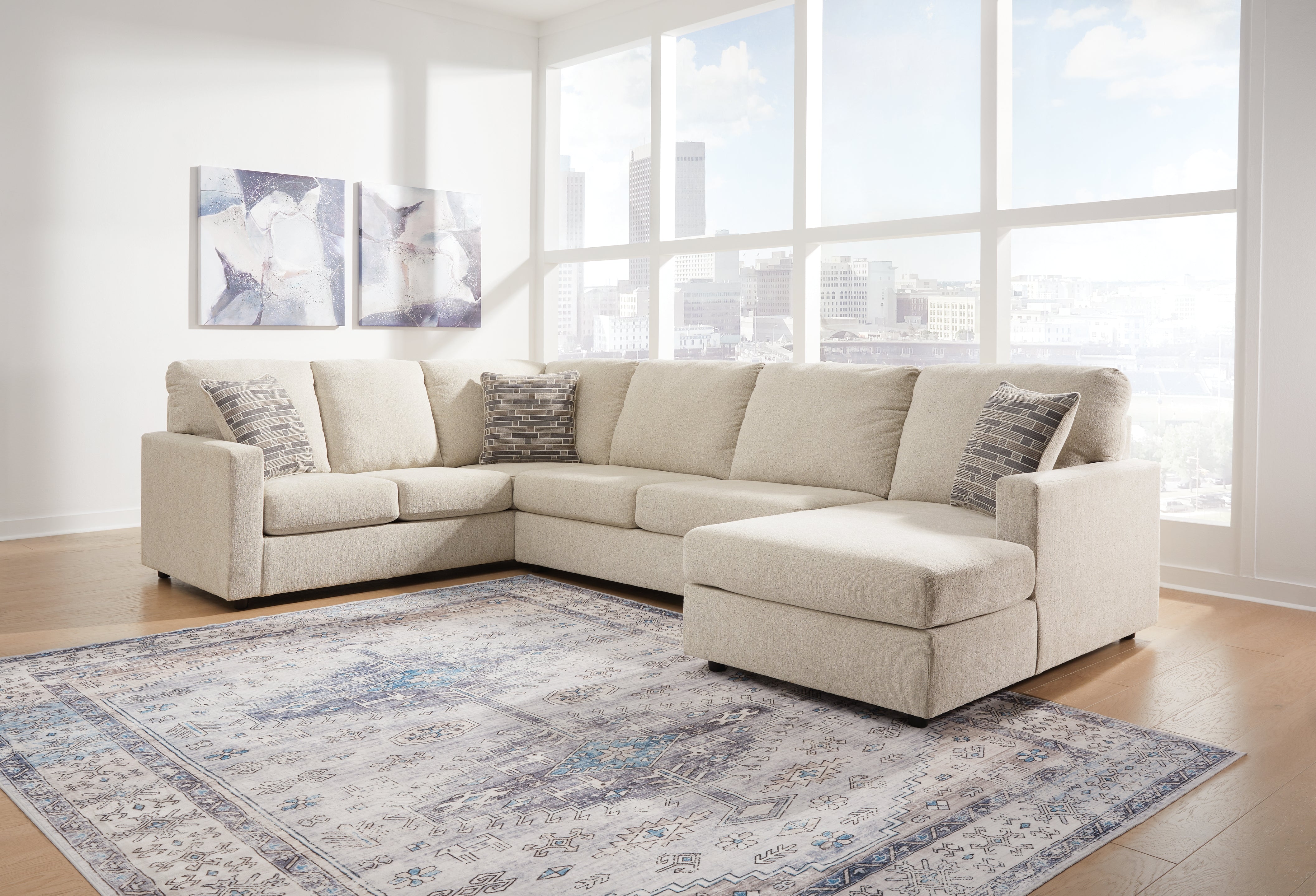 Tampa Furniture Outlet Lutz - Ashley Furniture - Edenfield Sectional - LAF 3-Piece Sectional with Chaise / Linen - 29004S2