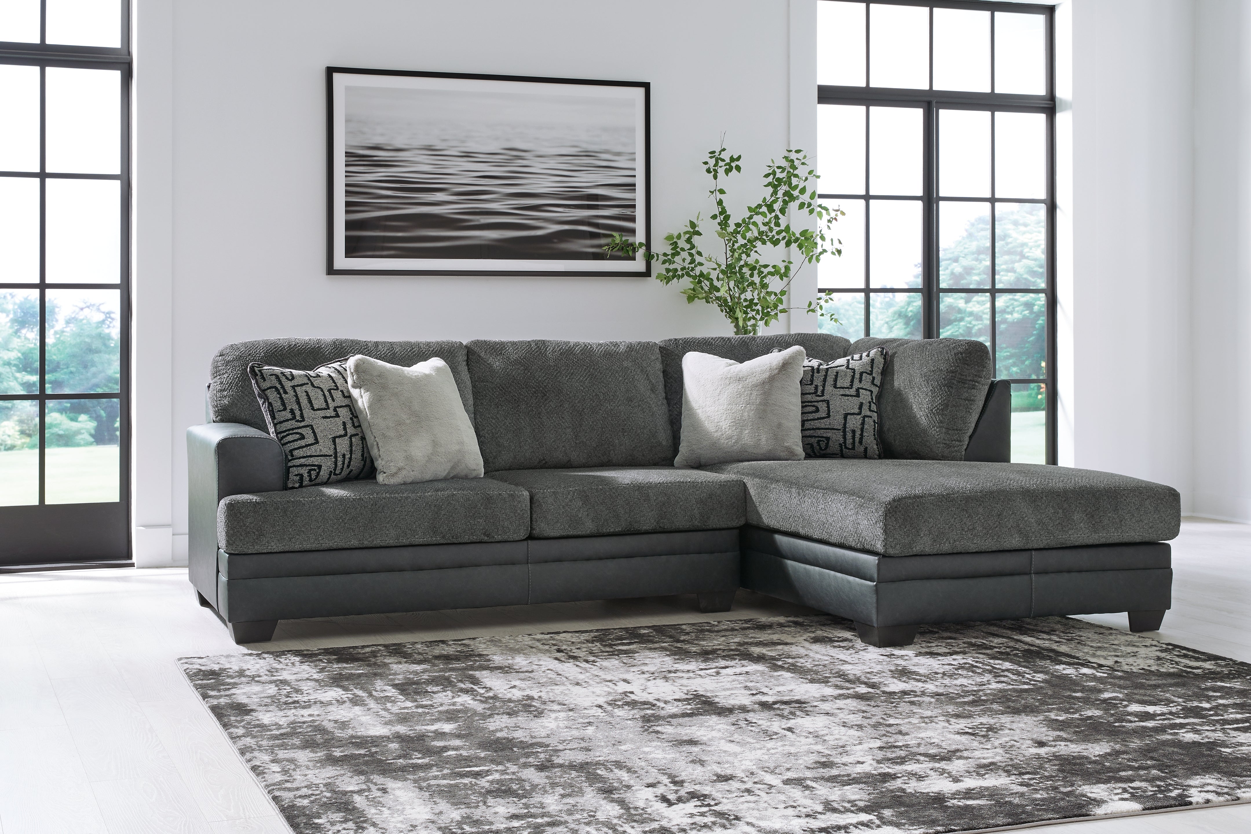 Tampa Furniture Outlet Lutz - Ashley Furniture - Brixley Pier Sectional - LAF 2-Piece Sectional with Chaise / Graphite - 29906S2