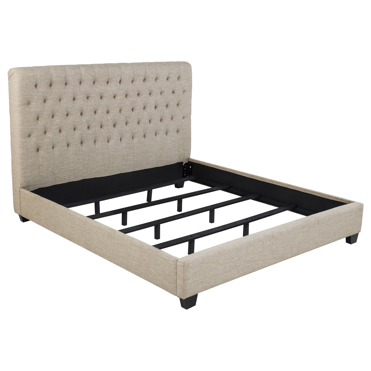Tampa Furniture Outlet - Coaster - Chloe Upholstered Eastern King Panel Bed Oatmeal - 300007KE