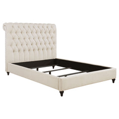 Tampa Furniture Outlet - Coaster - Devon 57-inch Upholstered California King Panel Bed Beige - 300525KW