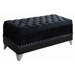 Tampa Furniture Outlet - Coaster - Barzini Velvet Upholstered Tufted Storage Bench Black - 300644