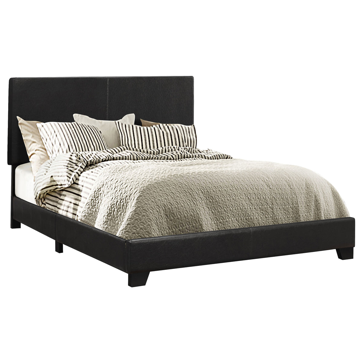 Tampa Furniture Outlet - Coaster - Dorian Faux Leather Upholstered California King Bed Black - 300761KW
