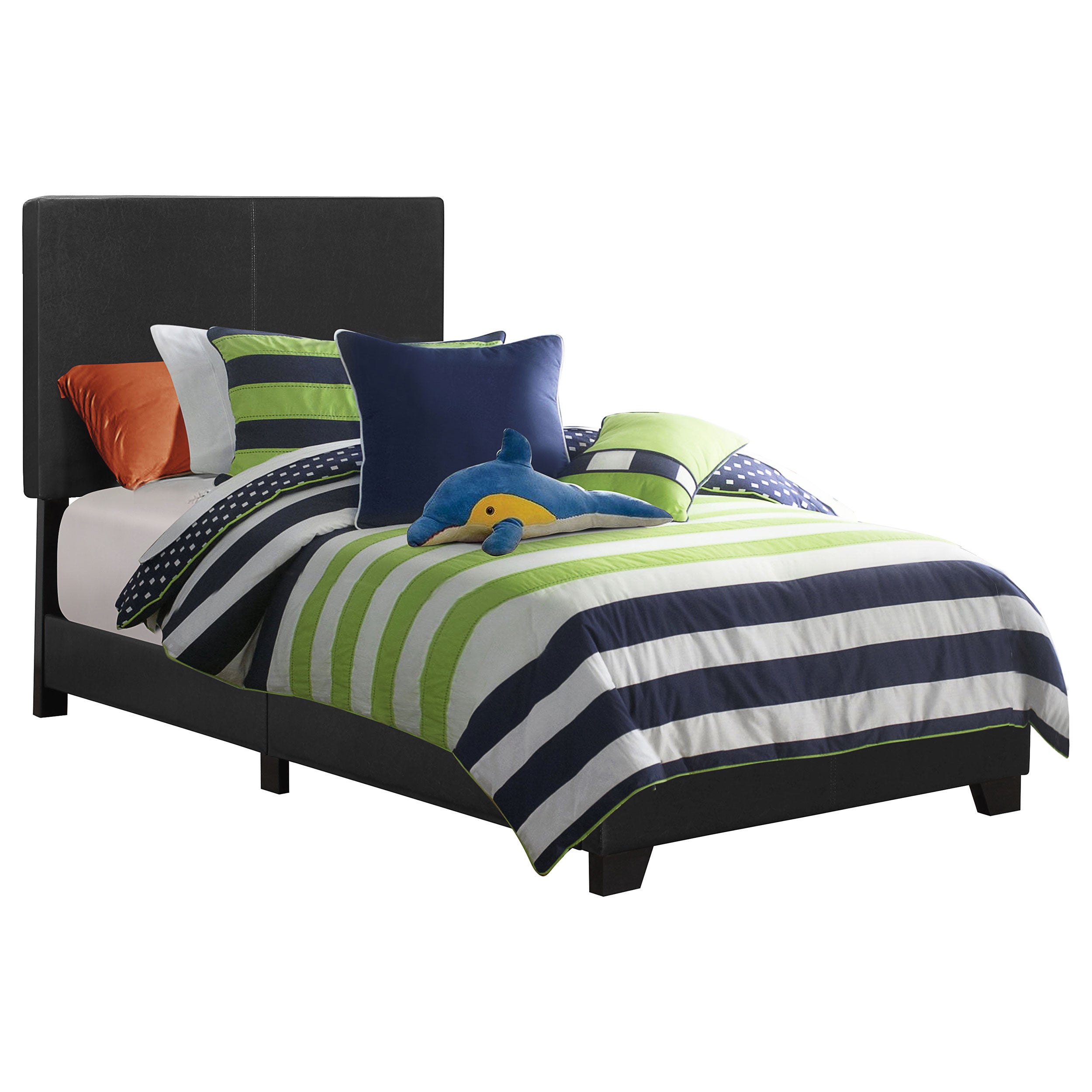 Tampa Furniture Outlet - Coaster - Dorian Faux Leather Upholstered Twin Panel Bed Black - 300761T