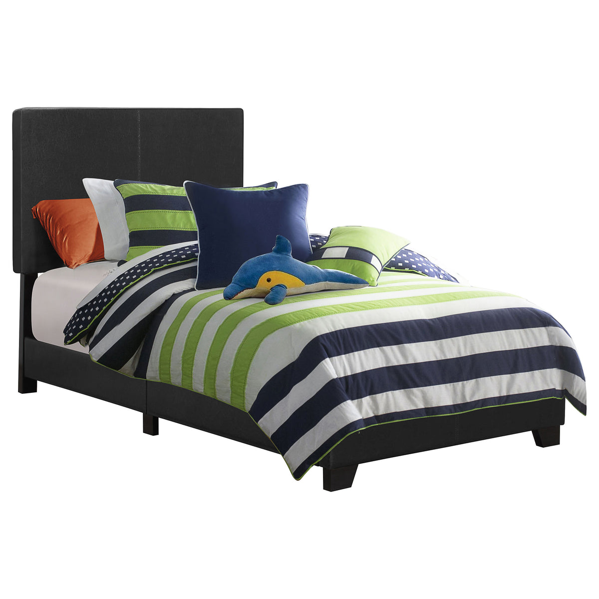 Tampa Furniture Outlet - Coaster - Dorian Faux Leather Upholstered Twin Panel Bed Black - 300761T