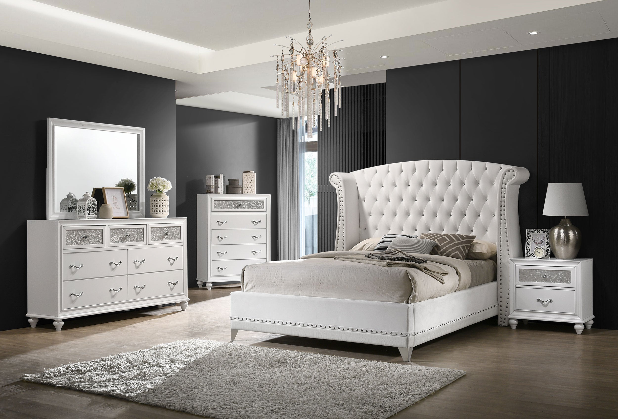 Tampa Furniture Outlet - Coaster - Barzini 5-piece Queen Bedroom Set White - 300843Q-S5