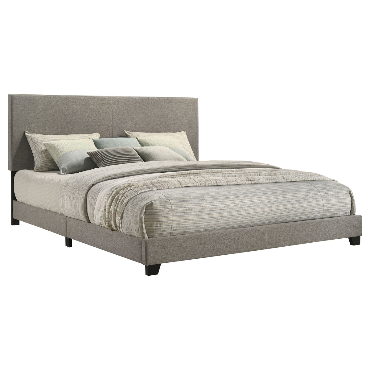 Tampa Furniture Outlet - Coaster - Dorian Fabric Upholstered Eastern King Panel Bed Taupe - 300851KE