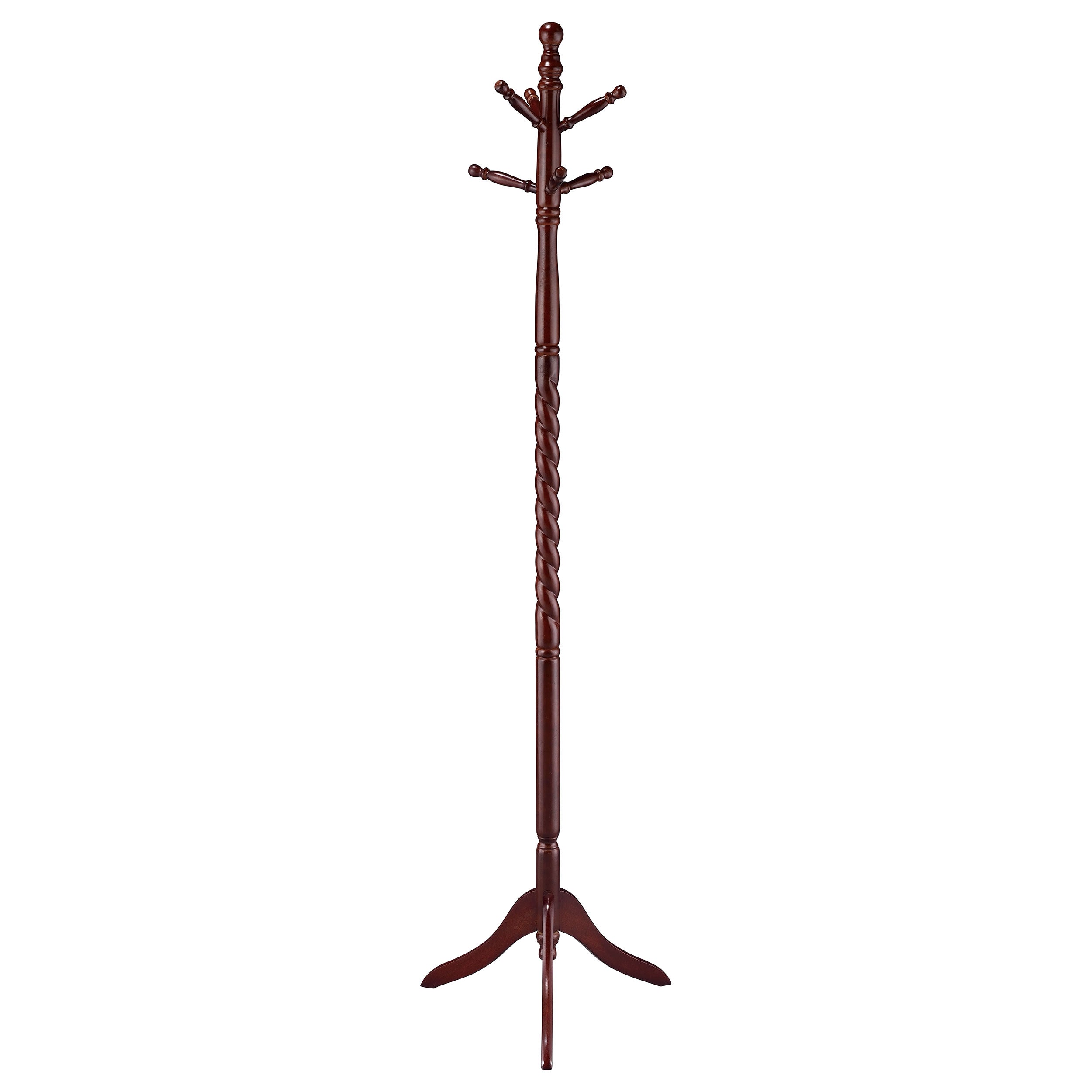 Tampa Furniture Outlet - Coaster - Riona 6 Hook Freestanding Wood Coat Rack Hat Hanger Merlot - 3058