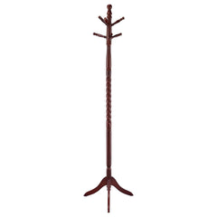 Tampa Furniture Outlet - Coaster - Riona 6 Hook Freestanding Wood Coat Rack Hat Hanger Merlot - 3058