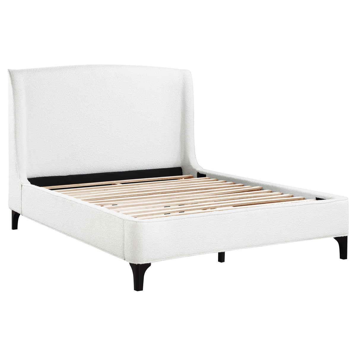 Tampa Furniture Outlet - Coaster - Mosby Upholstered Queen Wingback Bed Snow - 306020Q