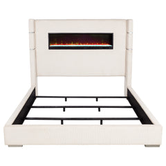 Tisdall Upholstered Eastern King Flame Visualizer Bed Cream