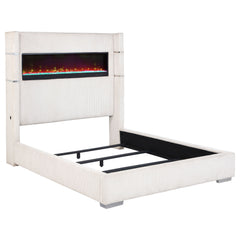 Tampa Furniture Outlet - Coaster - Tisdall Upholstered Queen Flame Visualizer Bed Cream - 306032Q