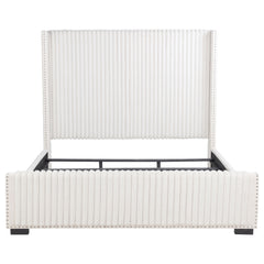Natasha 65-inch Upholstered Eastern King Wingback Bed Cream