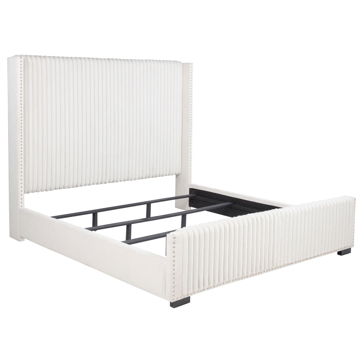 Tampa Furniture Outlet - Coaster - Natasha 65-inch Upholstered California King Bed Cream - 306051KW