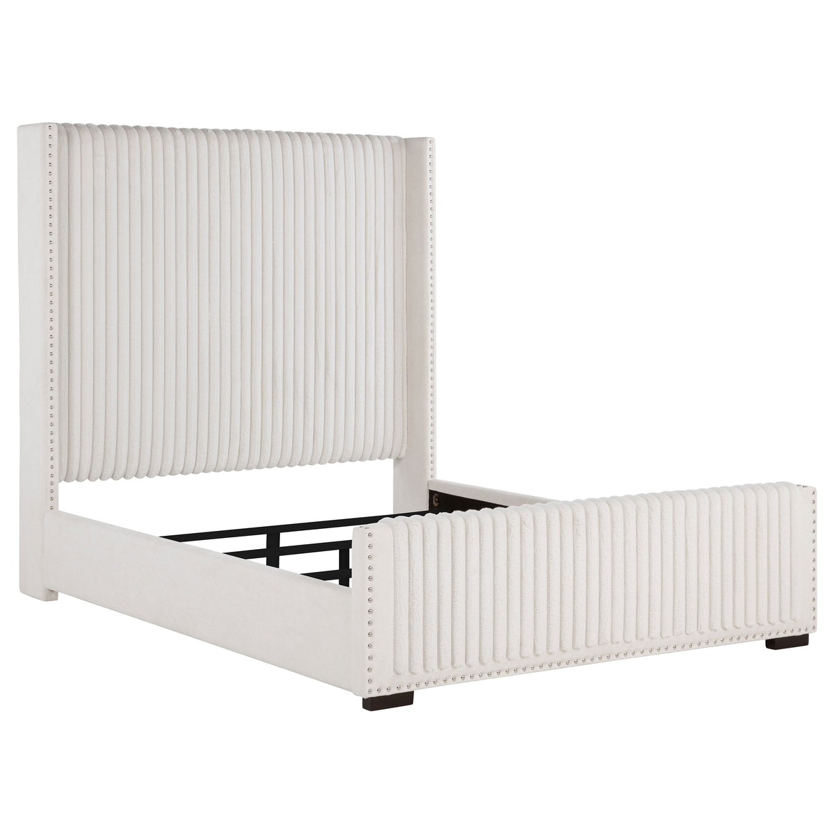 Tampa Furniture Outlet - Coaster - Natasha 65-inch Upholstered Queen Wingback Bed Cream - 306051Q