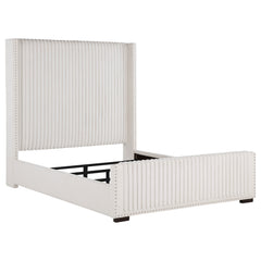 Tampa Furniture Outlet - Coaster - Natasha 65-inch Upholstered Queen Wingback Bed Cream - 306051Q