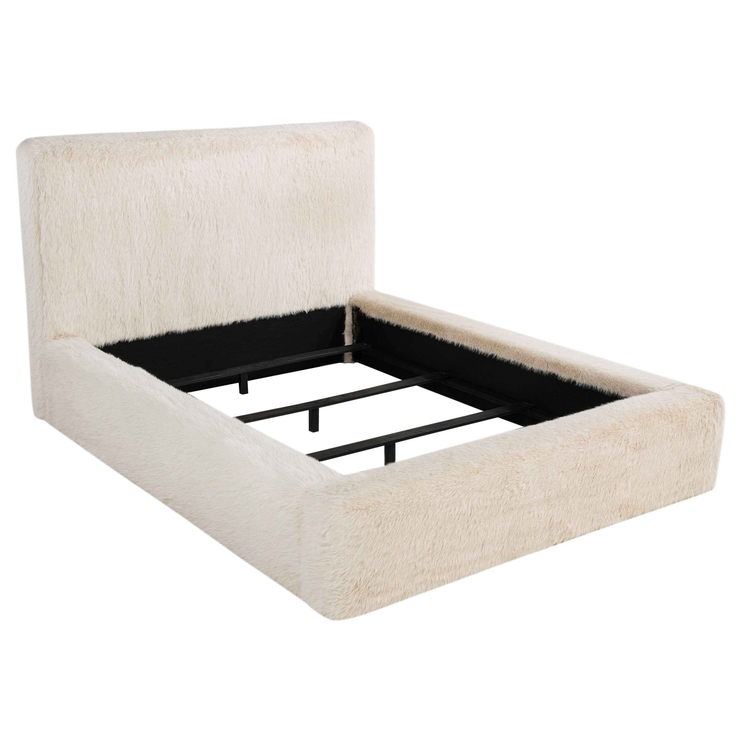 Tampa Furniture Outlet - Coaster - Rebecca Faux Fur Upholstered California King Bed Cream - 306141KW