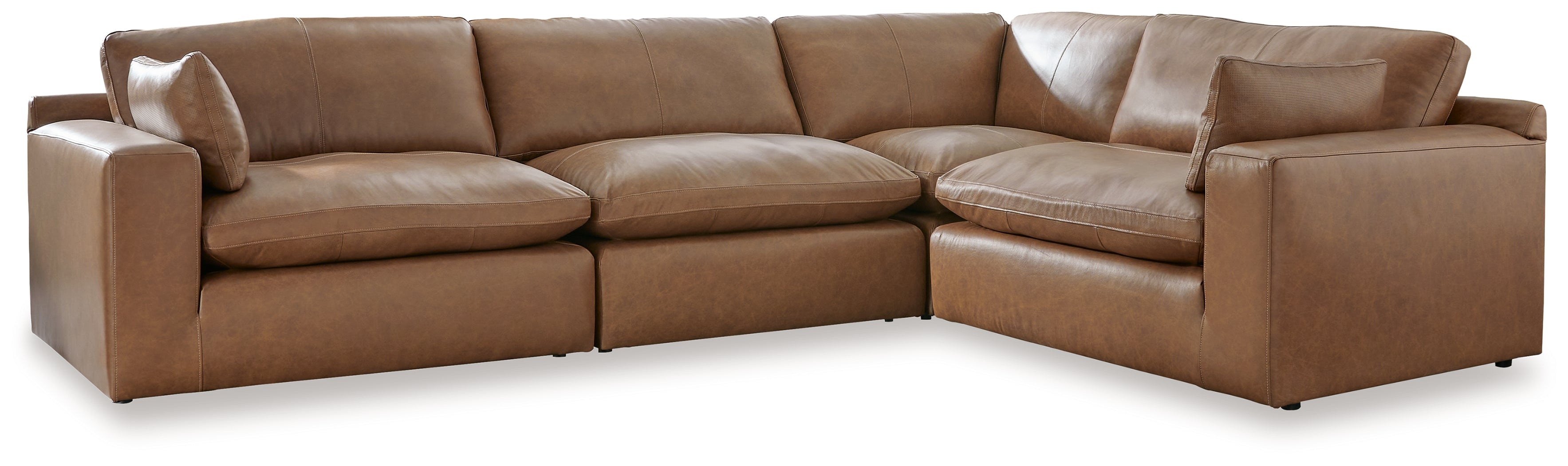 Tampa Furniture Outlet Lutz - Ashley Furniture - Emilia Sectional - RAF 4-Piece Sectional / Caramel - 30901S3